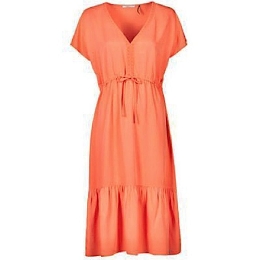 LPB LES PETITES BOMBES French orange romantic summer tiered midi ruffle dress L